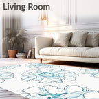 Aqua Abstract Floral Repeats Rug