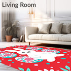 Cute White Bunny Easter Egg Meadow Rug