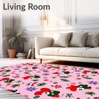 Pink Whimsical Gnome Snowfall Sprigs Rug