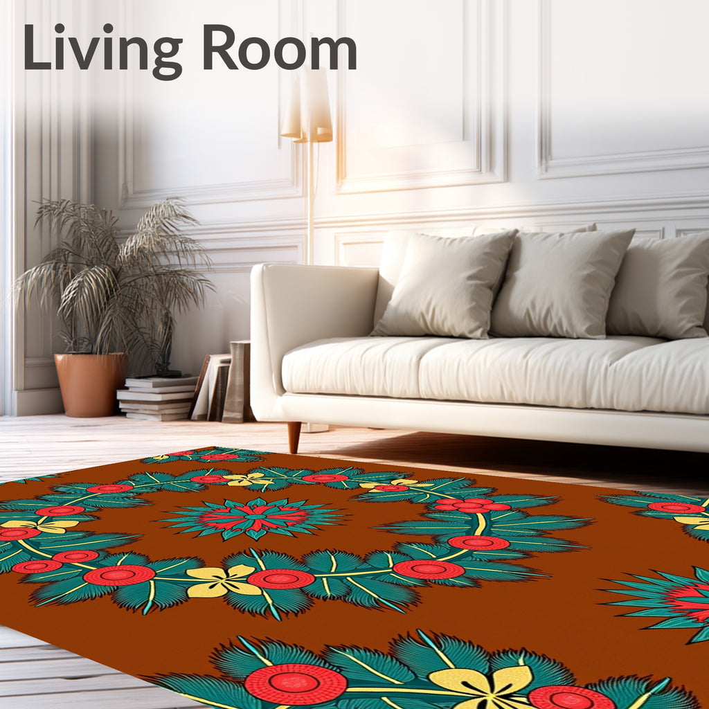 Red Green Yellow Floral Garland Rug