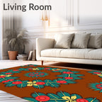 Red Green Yellow Floral Garland Rug