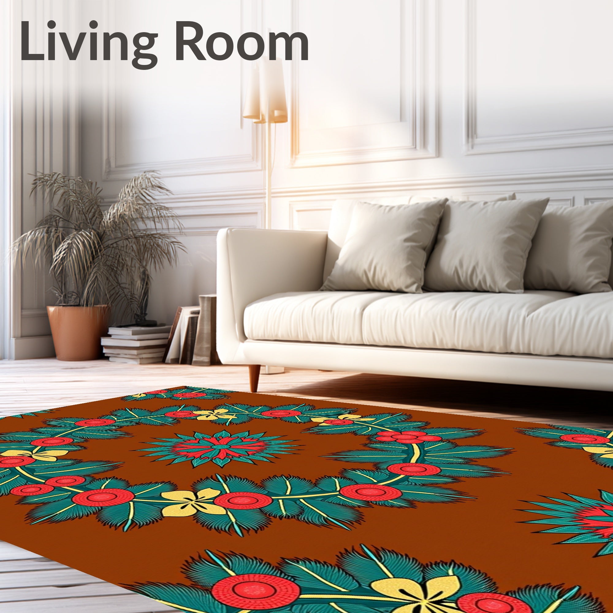 Red Green Yellow Floral Garland Rug