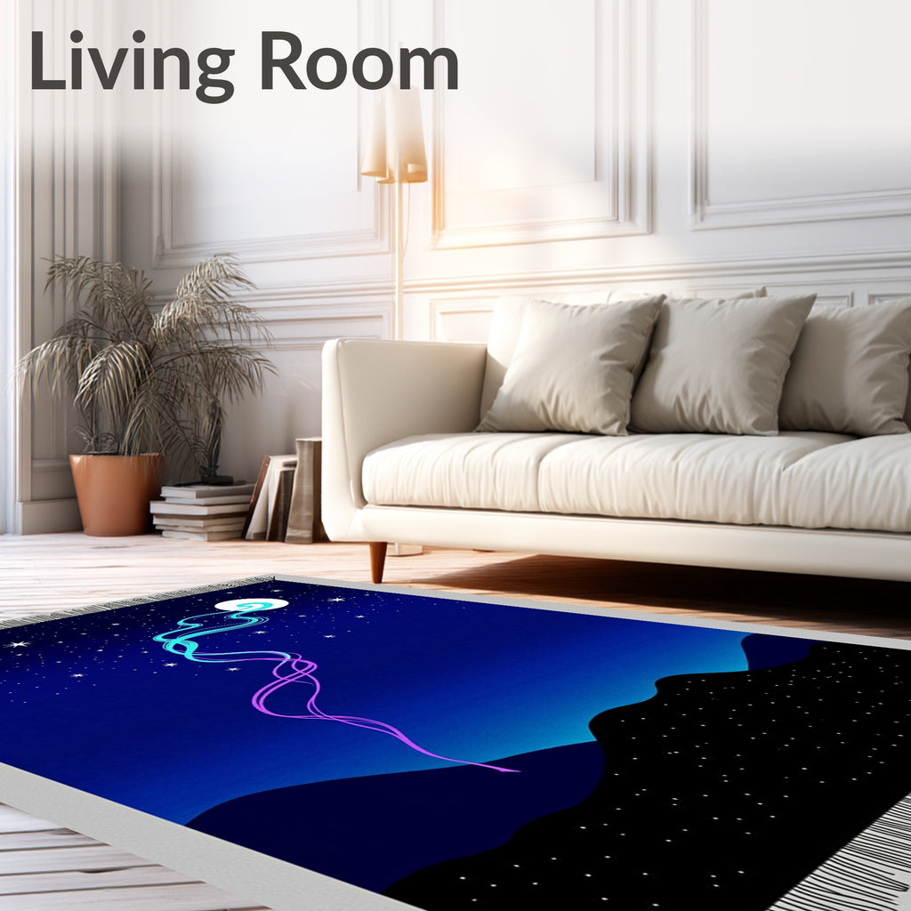 Celestial Moon And Stars Swirl Rug