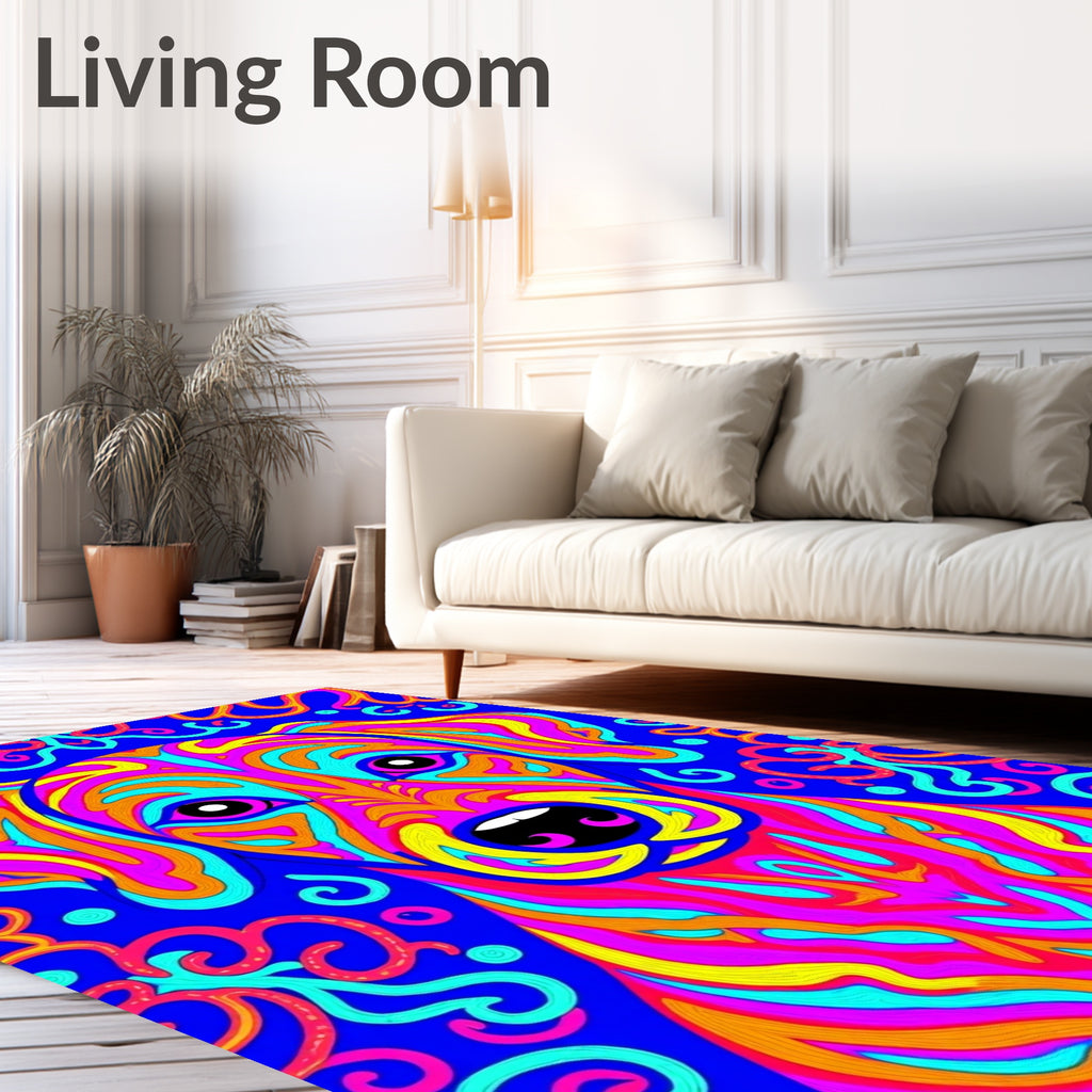 Vibrant Psychedelic Dog Face Rug
