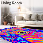 Vibrant Psychedelic Dog Face Rug