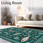 Deep Teal Fish Snowflake Bounty Rug
