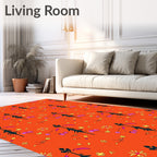 Orange Folk Art Floral Medallion Rug