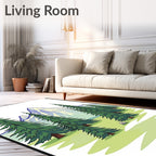 Vibrant Mountain Forest Evergreen Tress Rug