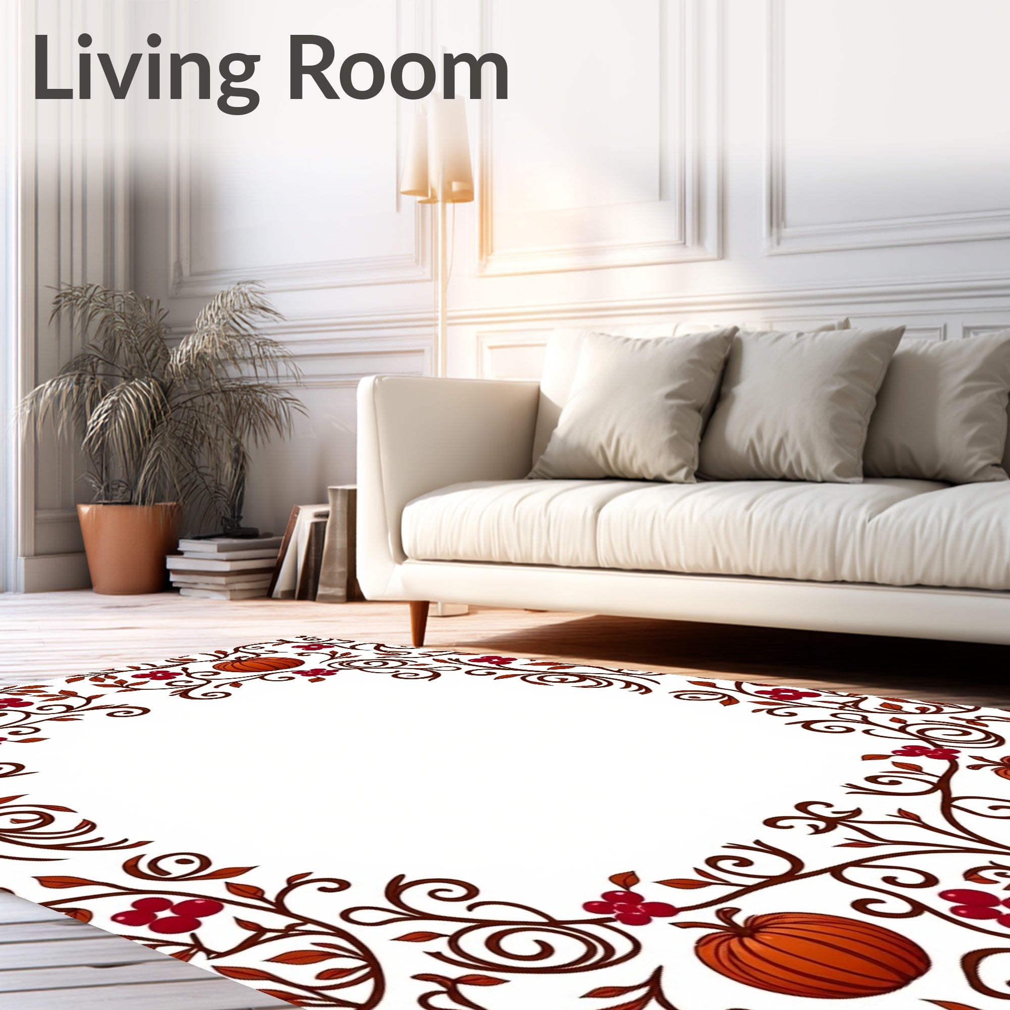 Autumn Harvest Pumpkin Berry Vines Rug
