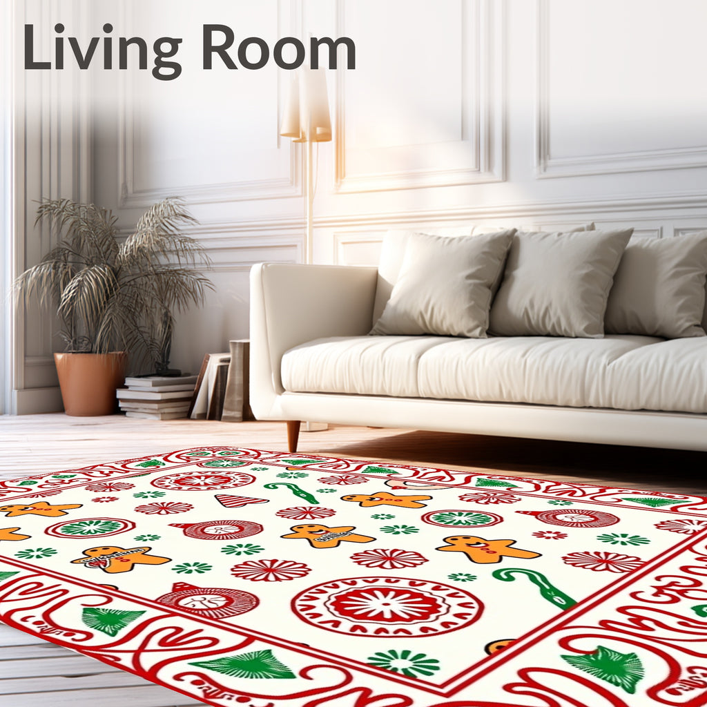Happy Gingerbread Christmas Candy Forest Rug