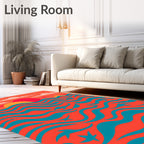 Vibrant Coral Teal Ocean Animals Rug