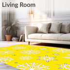 Golden Yellow Snowflake Celebration Rug