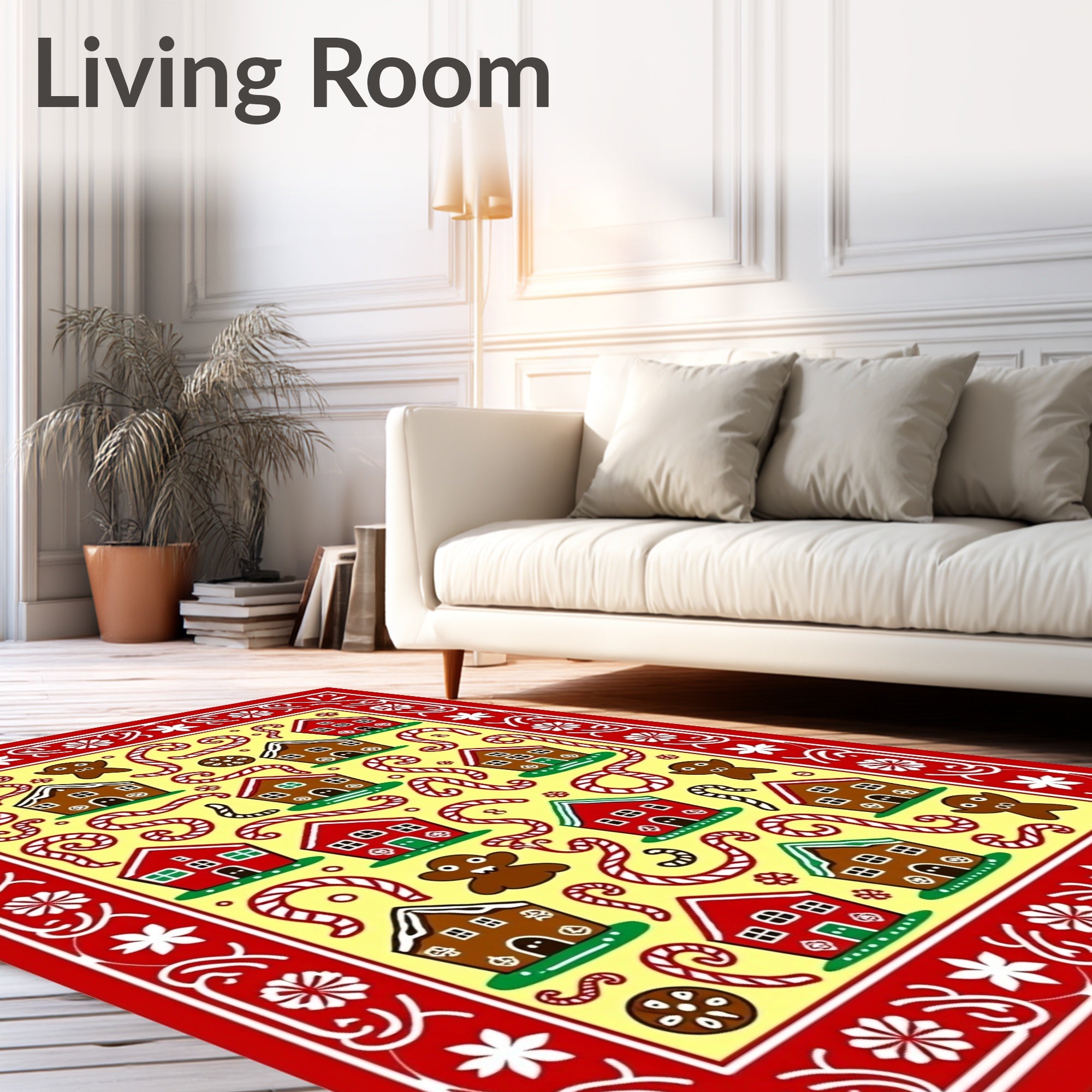 Whimsical Gingerbread House Candy Cane Rug