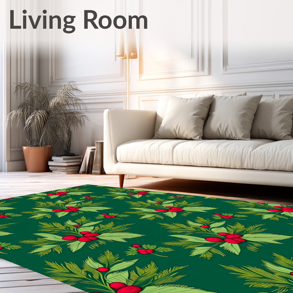 Christmas Holly Berry Garland Rug