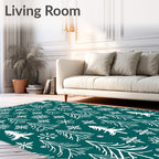 Deep Forest White Pine Snowflakes Rug