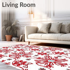 Red Floral Ribbon Bow Medallion Rug