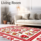 Red Gingerbread People Folk Art Rug