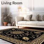 Golden Sun Black Ornate Medallion Rug