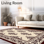 Antique Cream Damask Border Rug