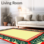 Crimson Green Leaf Border Rug