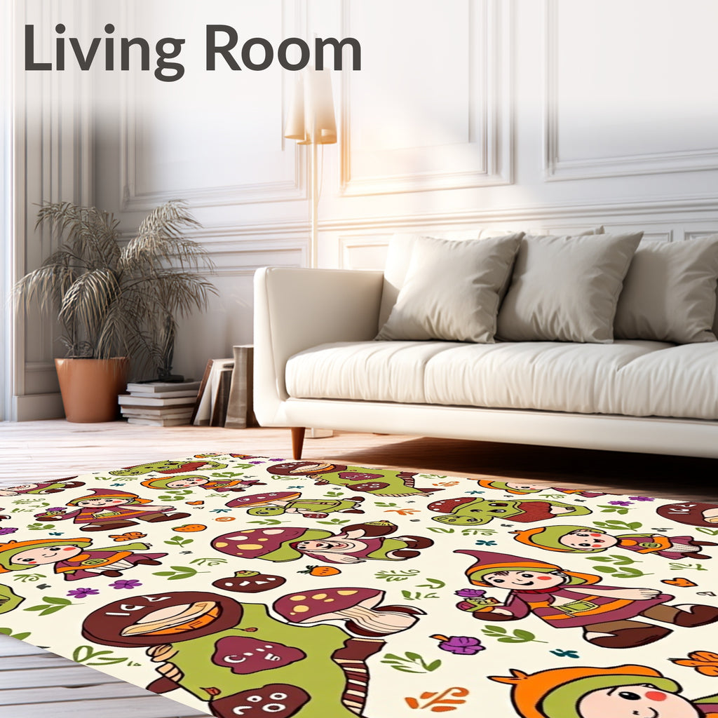Whimsical Gnomes Mushroom Forest Creatures Rug