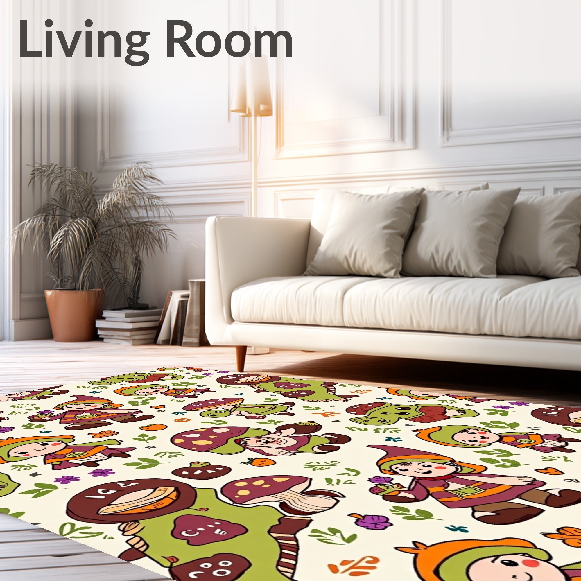Whimsical Gnomes Mushroom Forest Creatures Rug