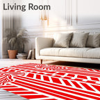 Red White Stripped Organic Form Rug