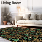 Golden Palm Fronds Green Foliage Rug