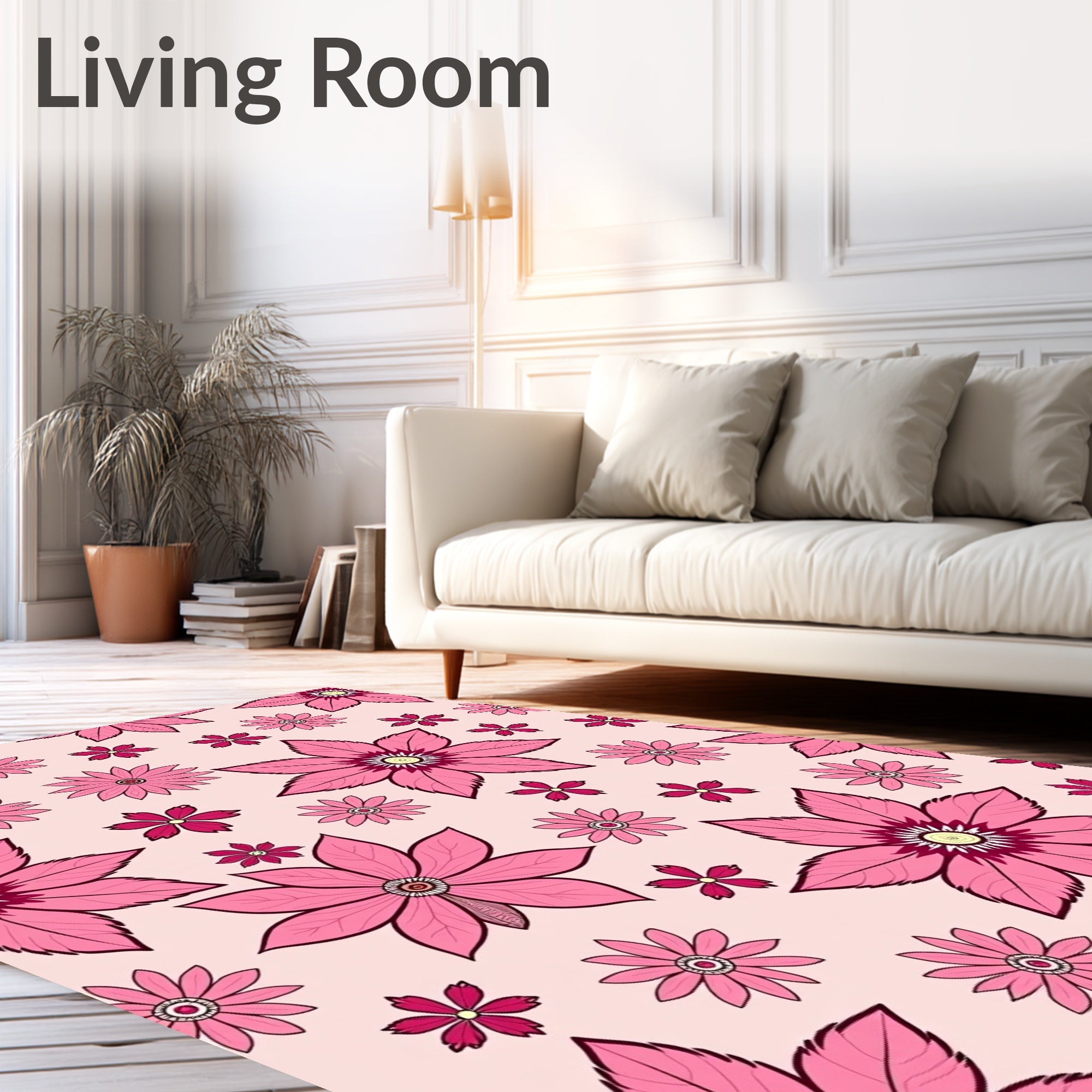 Pink Floral Collage Background Rug