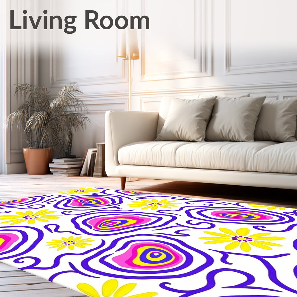 Bold Retro Floral Swirl Rug