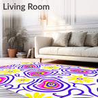 Bold Retro Floral Swirl Rug