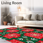Crimson White Yellow Floral Medallion Rug
