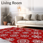 Red White Snowflake All Over Rug