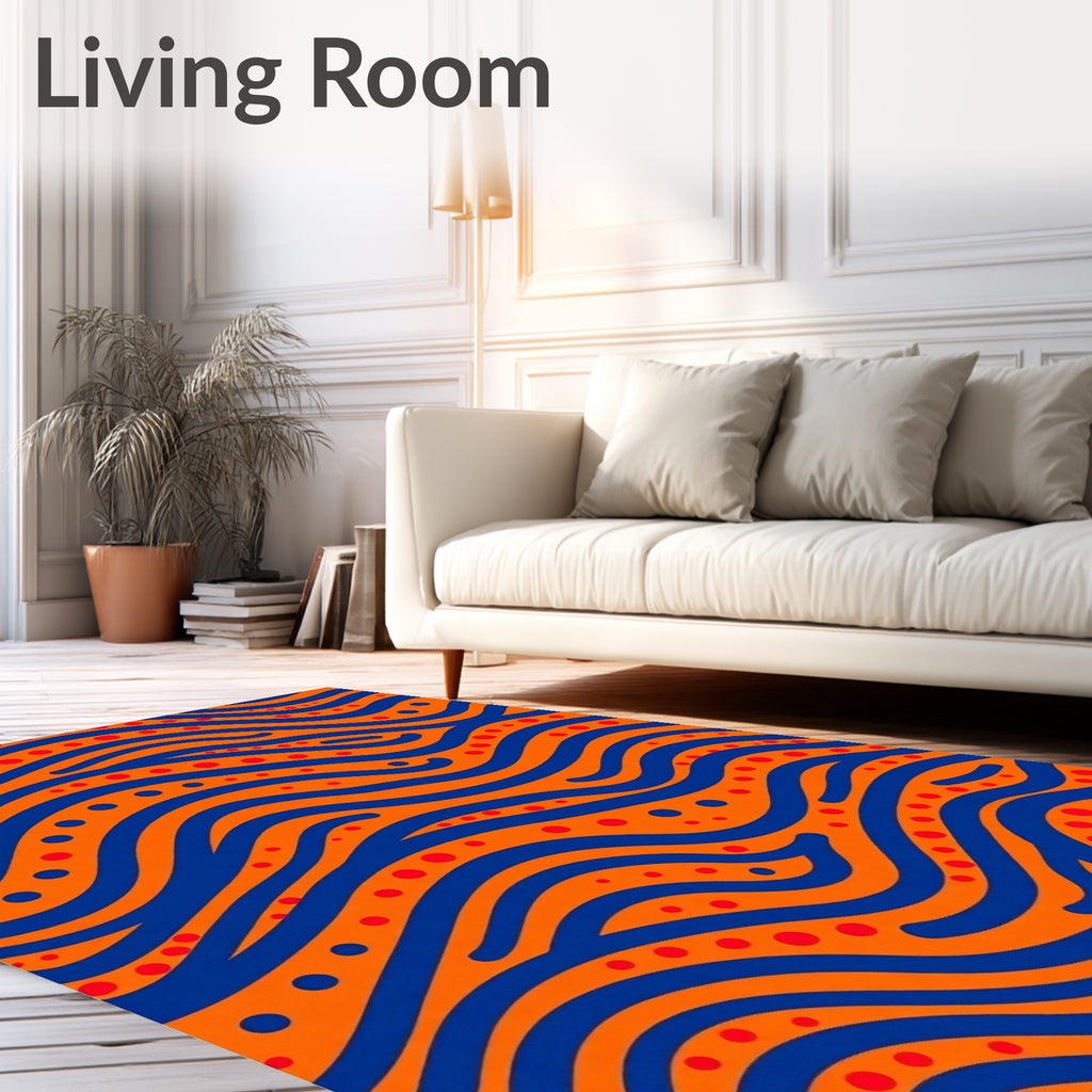 Bold Orange Blue Wavy Dot Rug