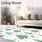 Green Pine Tree Snowflakes Repeat Rug