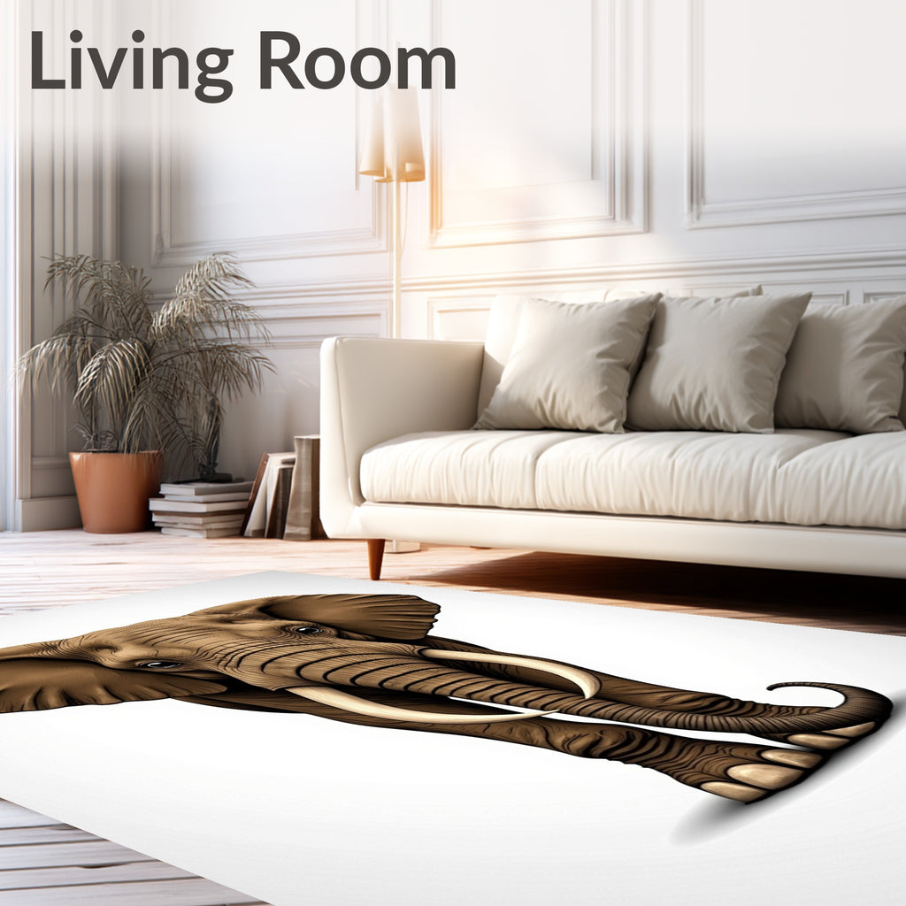 Majestic Brown Elephant Detailed Portrait Rug