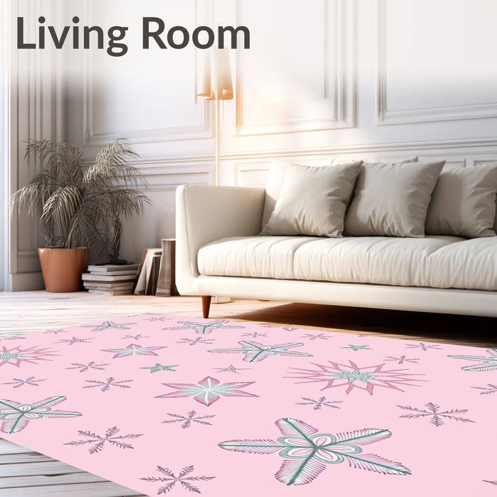 Pink Teal Snowflake Cascade Rug