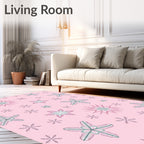 Pink Teal Snowflake Cascade Rug