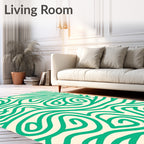 Emerald Swirl Abstract Waves Rug