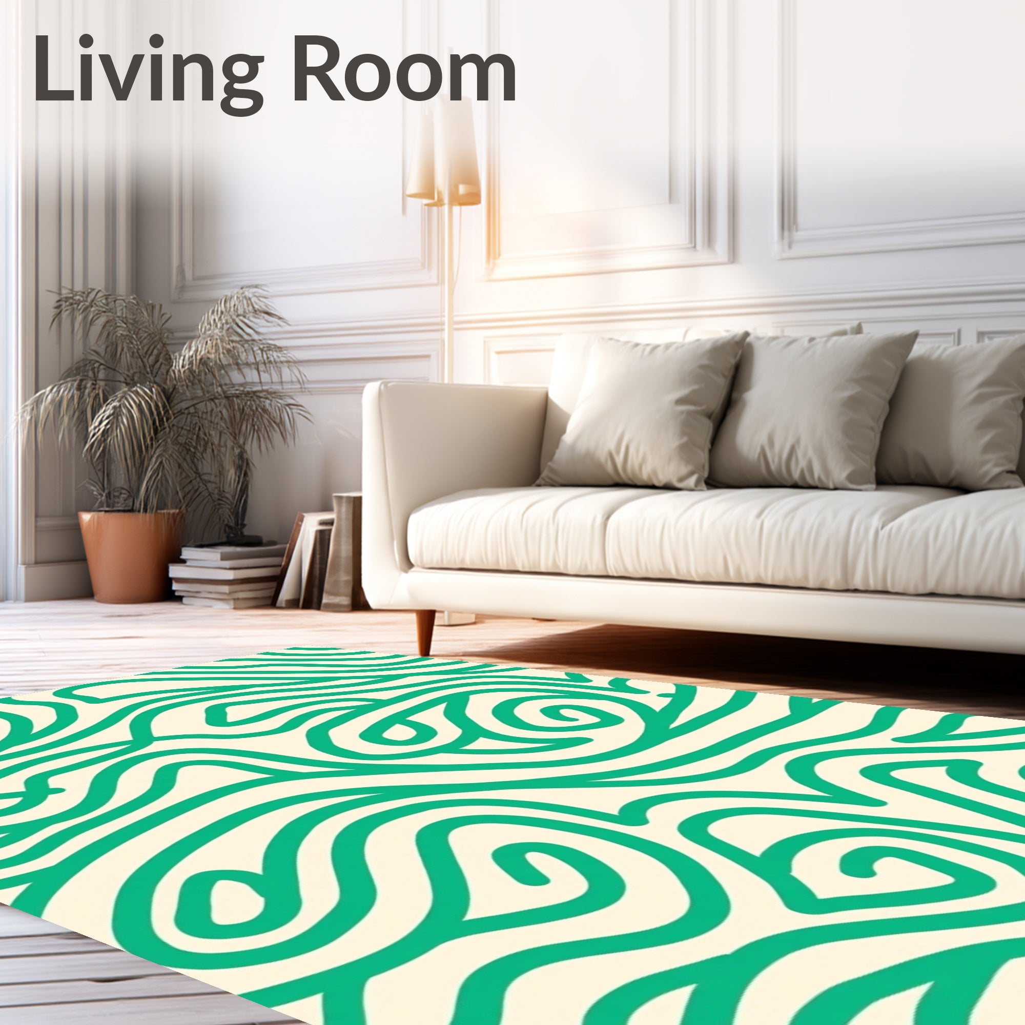 Emerald Swirl Abstract Waves Rug