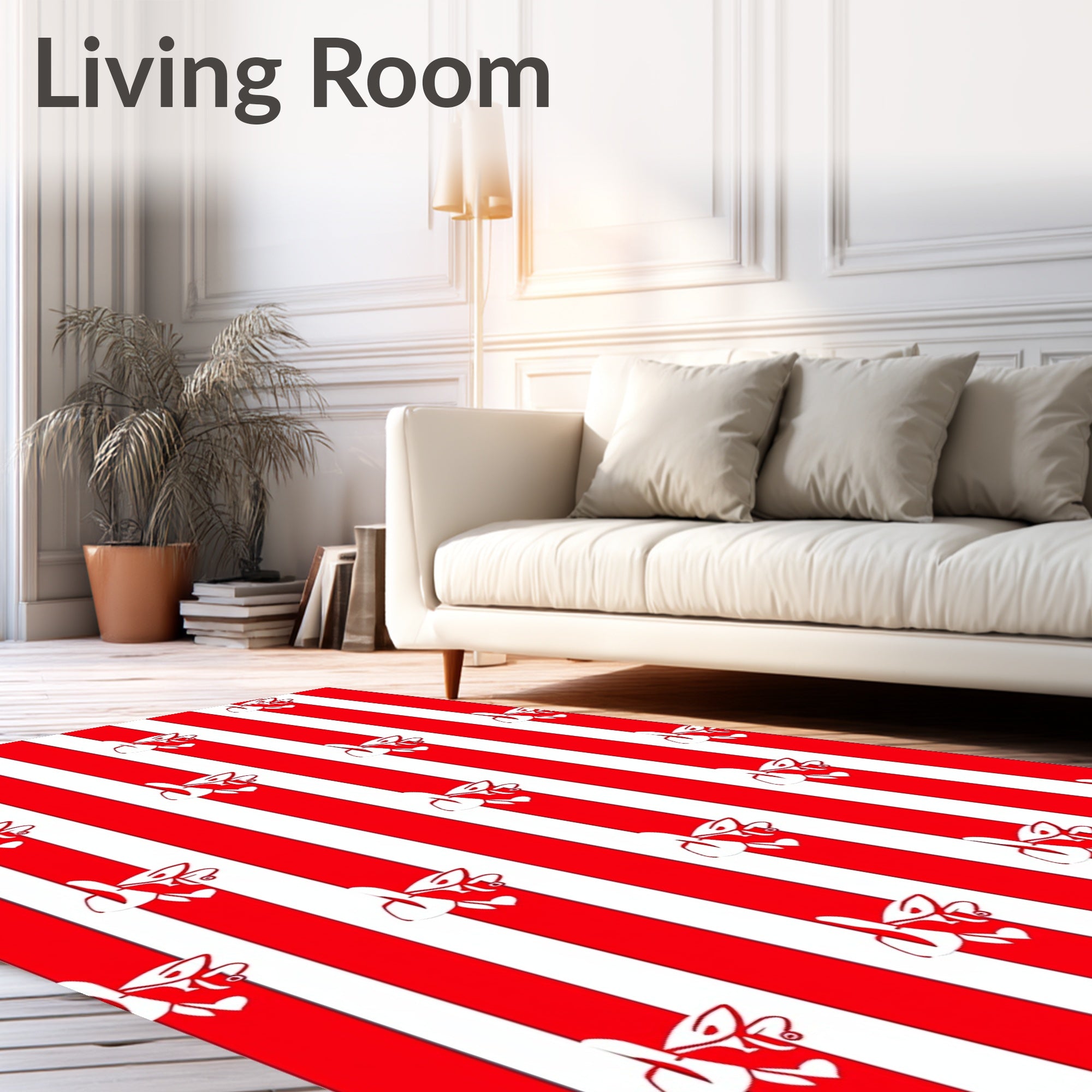 Red White Candy Cane Stripes Rug