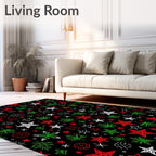 Festive Red Green White Star Scatter Rug