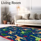 Festive Giraffe and Snowflake Holiday Rug