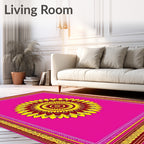 Vibrant Fuchsia Sunflower Mandala Rug