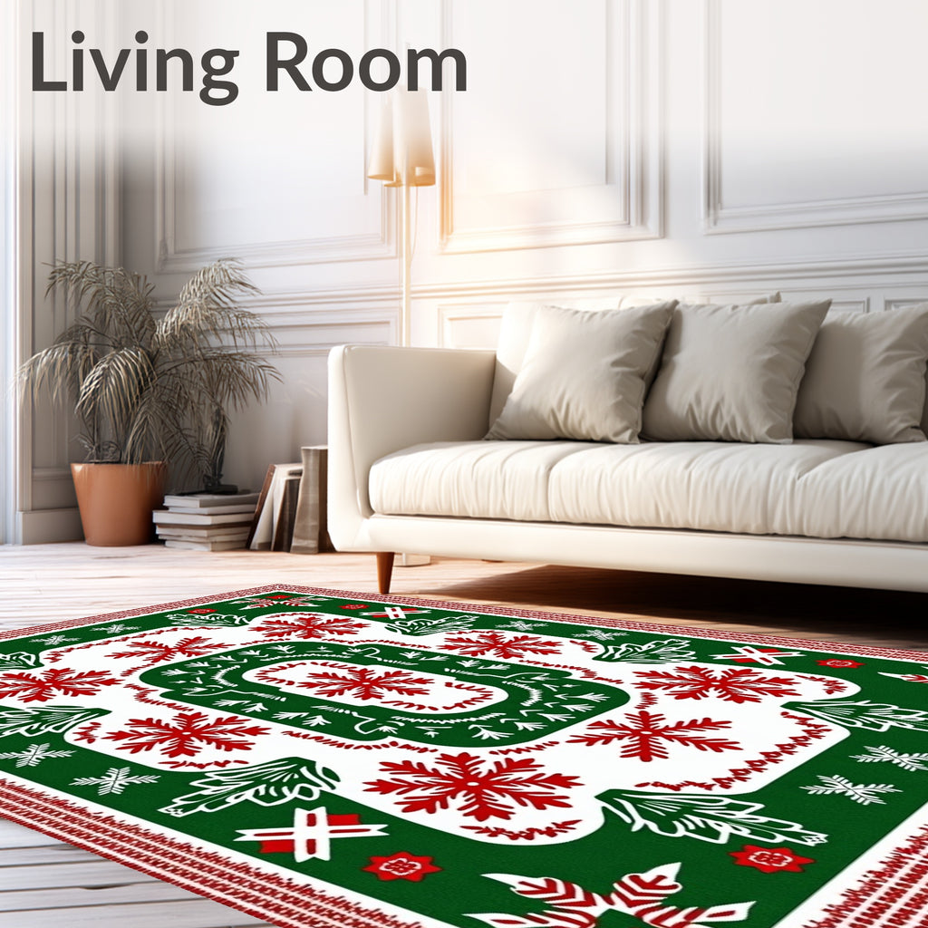 Rustic Red Snowflake Christmas Garden Rug