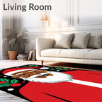 Cheerful Santa Claus Holly Berries Rug
