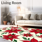 Red Poinsettia Floral Sprigs Rug