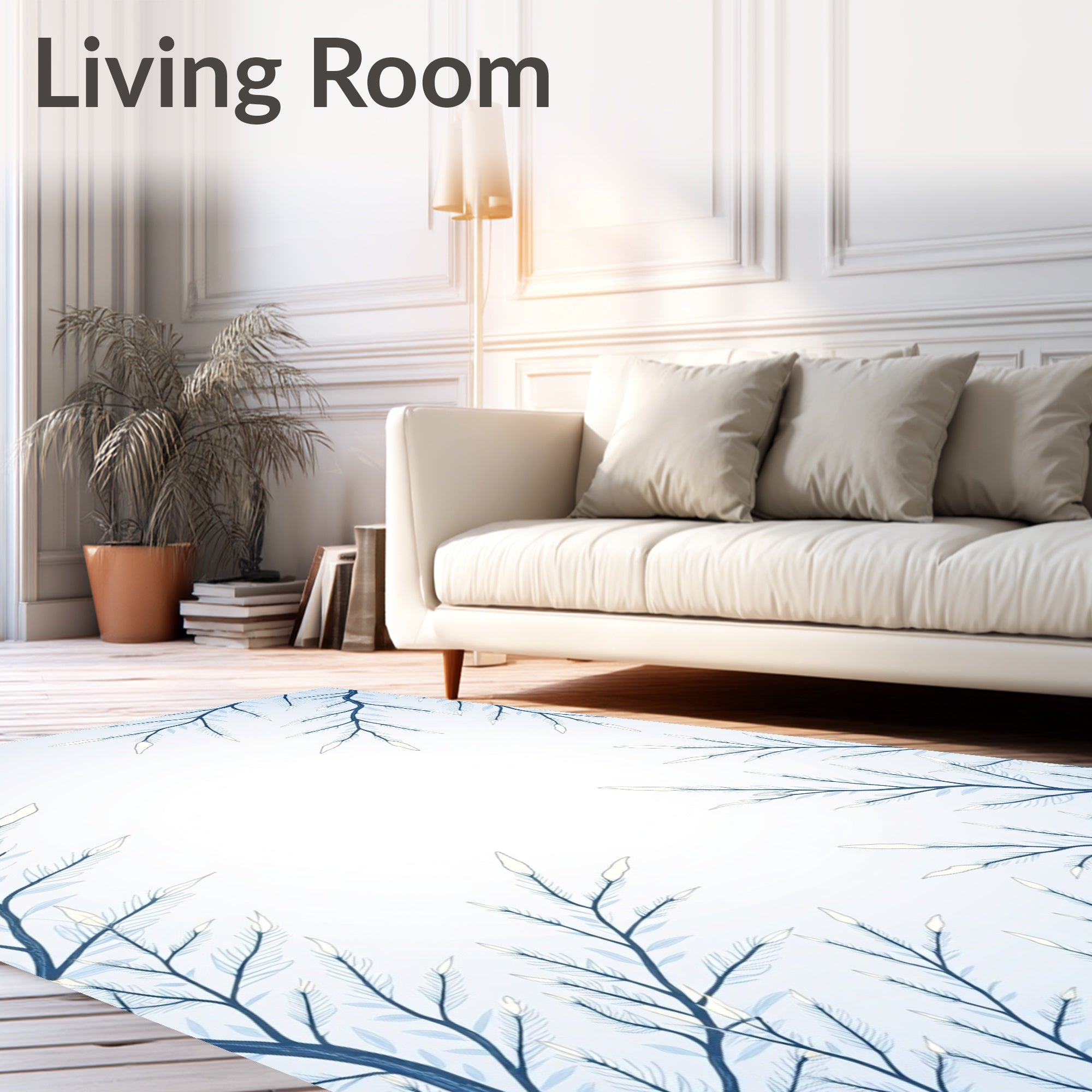 Winter Frost Branch Whimsical Nature Rug