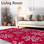 Crimson White Detailed Snowflake Rug