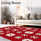 Crimson Cream Snowflake Collection Rug